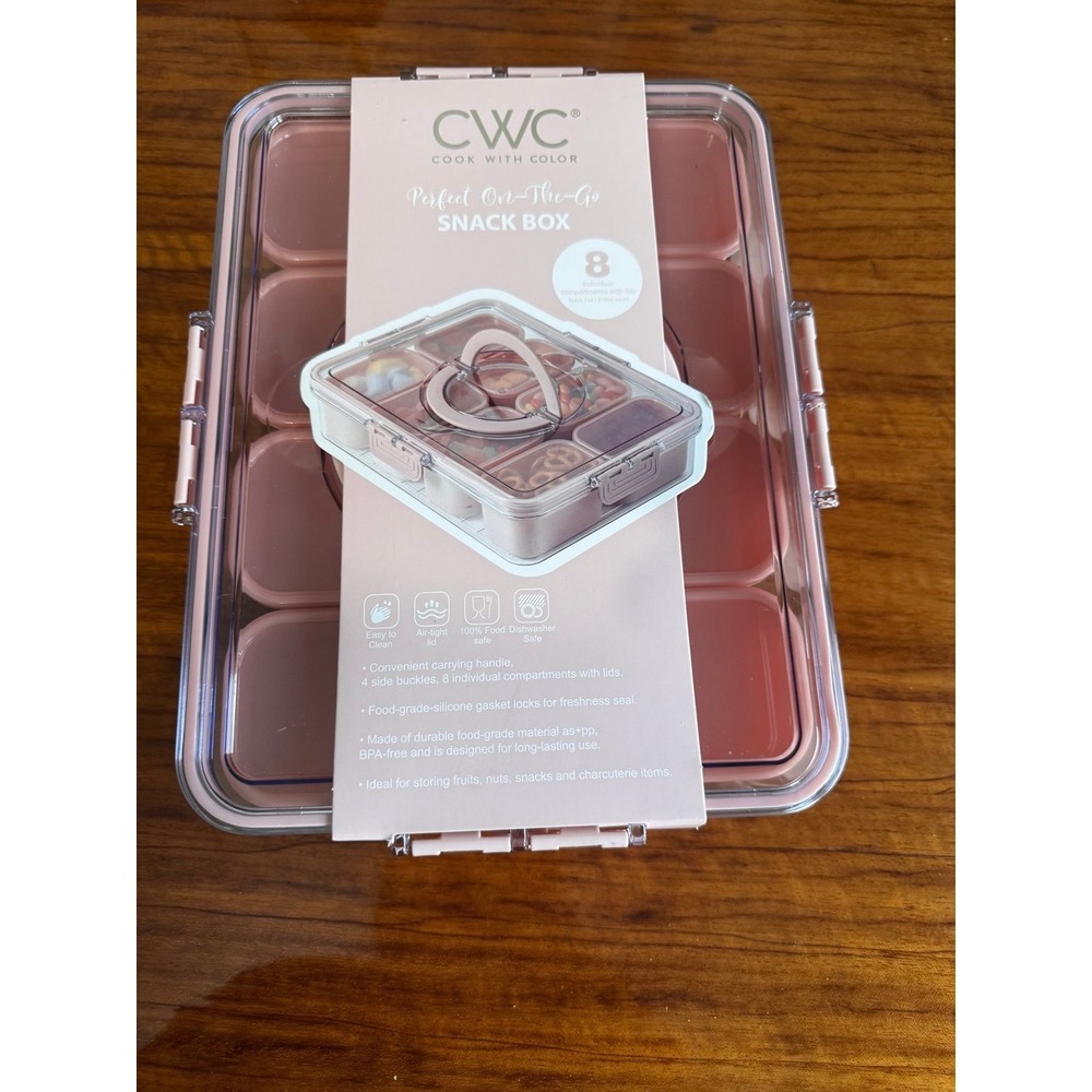 CWC Cook With Color On-The-Go Snack Box 8 Compartment Food Container Pink - Picture 4 of 12